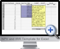 NPV and IRR Template screenshot