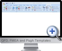 QFD, FMEA and Pugh Templates screenshot